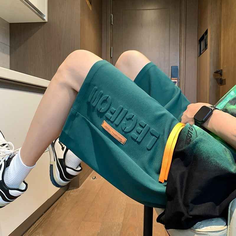 Breathable Men's Summer Letter Embossed Casual Shorts