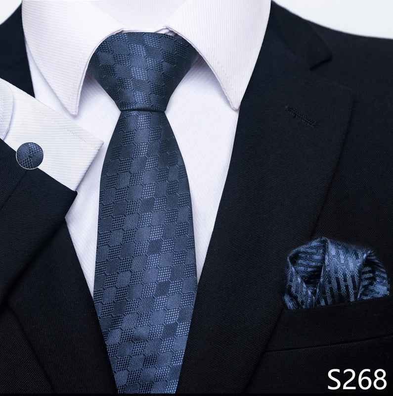 Men's Creative All-match Business Formal Wear Tie Scarf Cuff Buckle Set