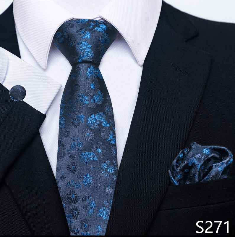 Men's Creative All-match Business Formal Wear Tie Scarf Cuff Buckle Set