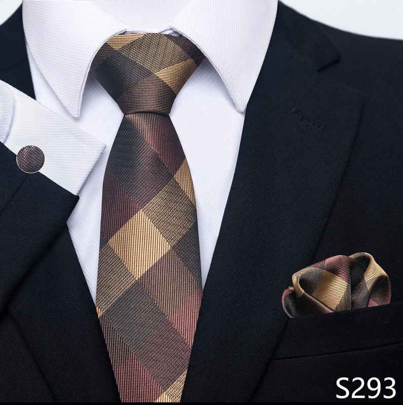 Men's Creative All-match Business Formal Wear Tie Scarf Cuff Buckle Set
