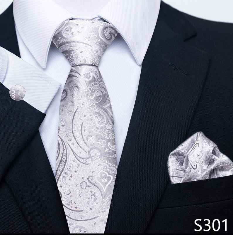 Men's Creative All-match Business Formal Wear Tie Scarf Cuff Buckle Set