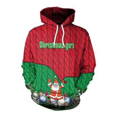Women's Christmas Loose Versatile Hooded Creative Digital Printing Sweater