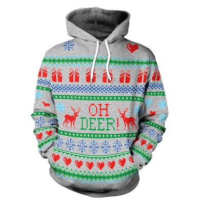 Women's Christmas Loose Versatile Hooded Creative Digital Printing Sweater