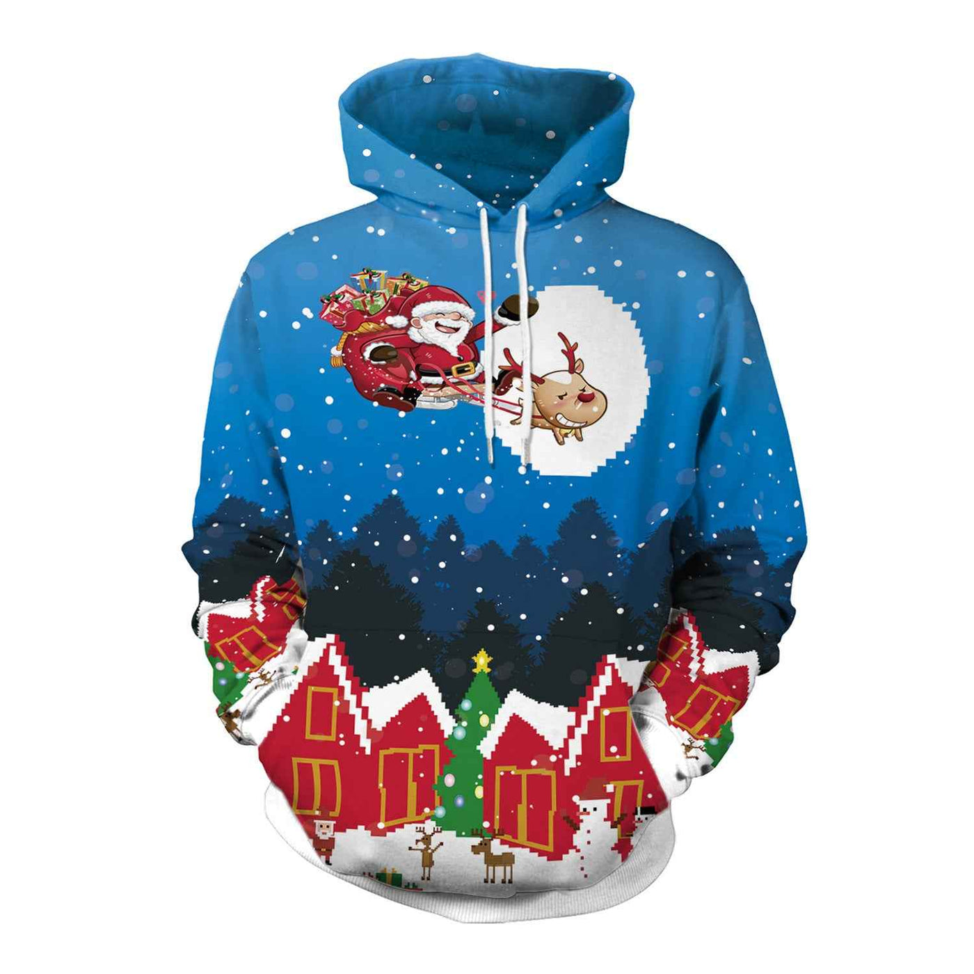 Women's Christmas Loose Versatile Hooded Creative Digital Printing Sweater