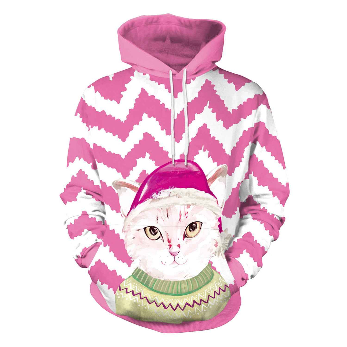 Women's Christmas Loose Versatile Hooded Creative Digital Printing Sweater