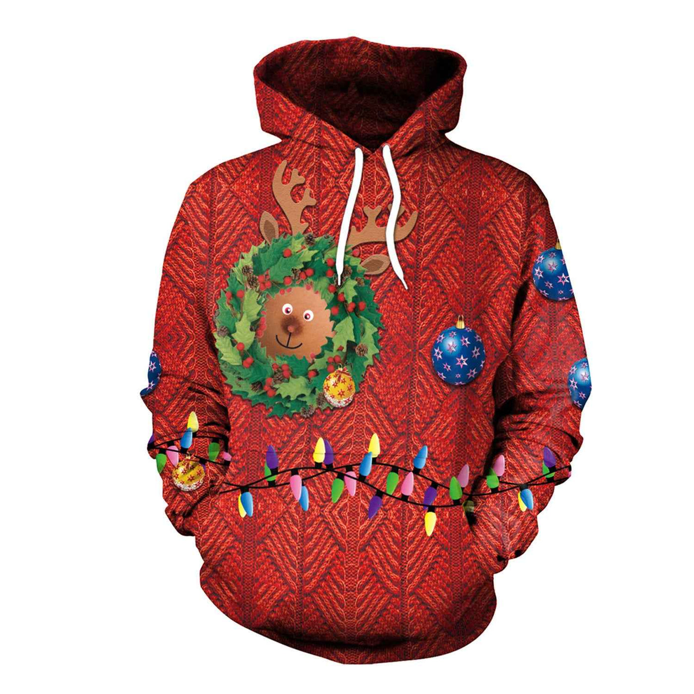 Christmas Women's Loose Versatile Hooded Creative Digital Printed Sweater Performance Dress