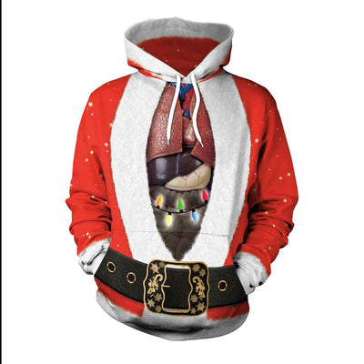 Christmas Women's Loose Versatile Hooded Creative Digital Printed Sweater Performance Dress