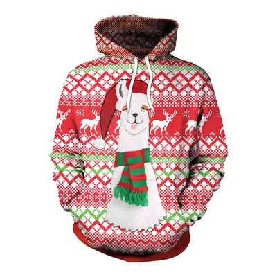 Christmas Women's Loose Versatile Hooded Creative Digital Printed Sweater Performance Dress