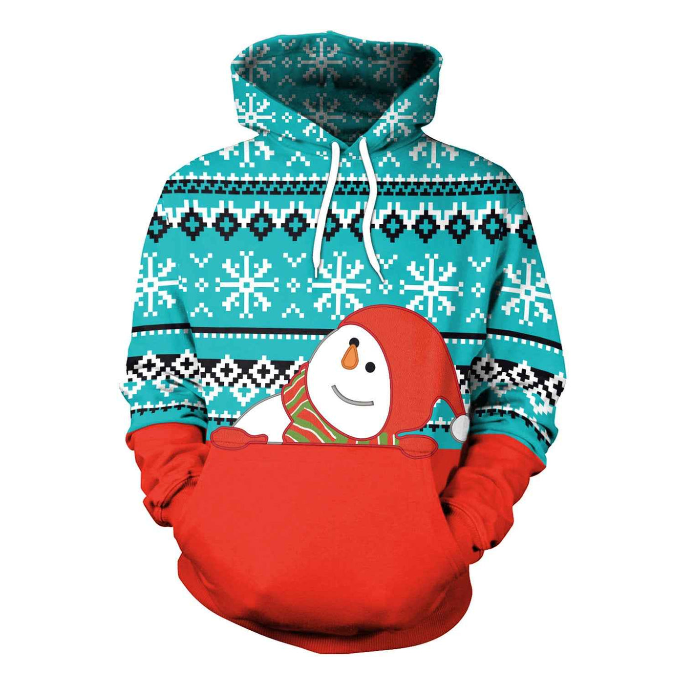 Christmas Women's Loose Versatile Hooded Creative Digital Printed Sweater Performance Dress