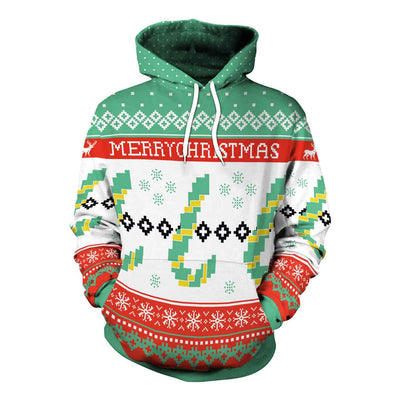 Christmas Women's Loose Versatile Hooded Creative Digital Printed Sweater Performance Dress