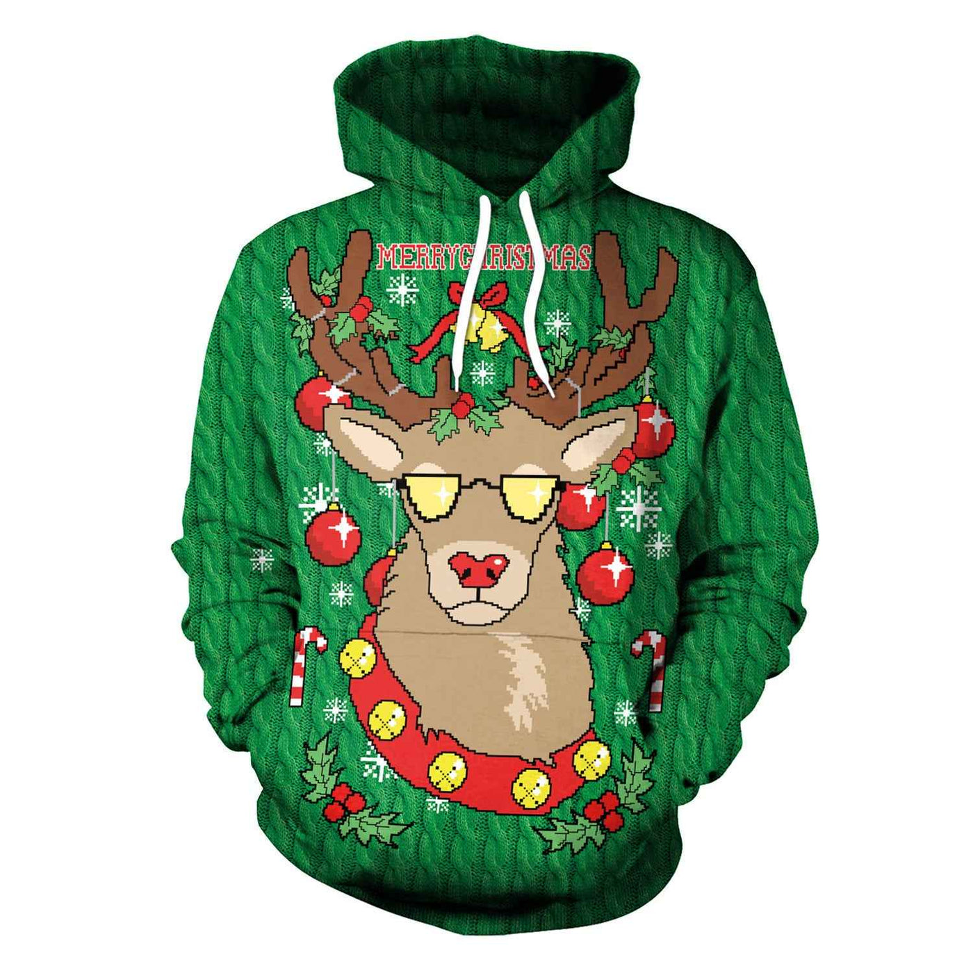 Christmas Women's Loose Versatile Hooded Creative Digital Printed Sweater Performance Dress