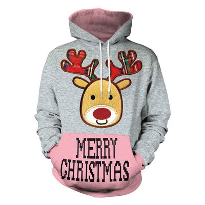 Christmas Women's Loose Versatile Hooded Creative Digital Printed Sweater Performance Dress