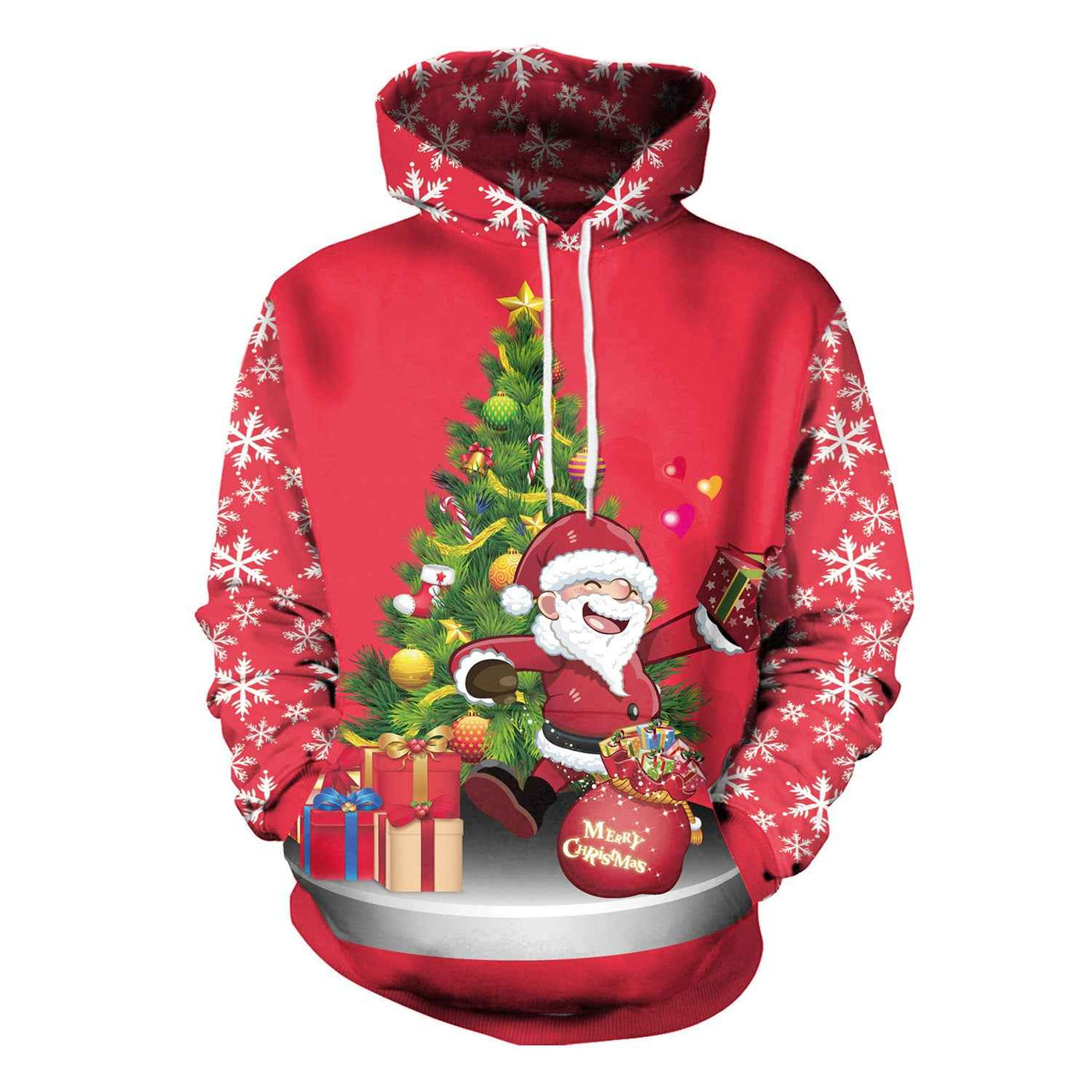Christmas Women's Loose Versatile Hooded Creative Digital Printed Sweater Performance Dress