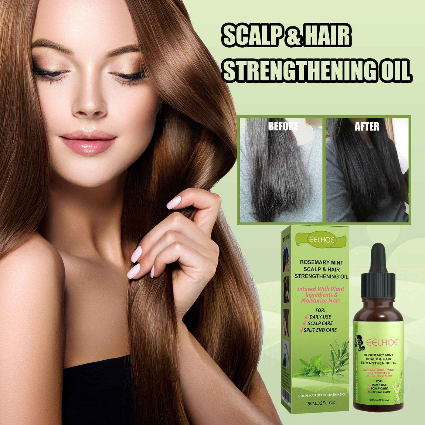 Rosemary Mint Hair Growth Fluid Scalp Massage Set