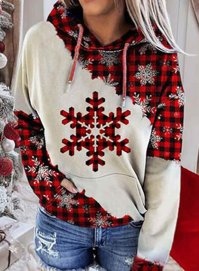 Christmas Print Contrast Sweater Hoodie