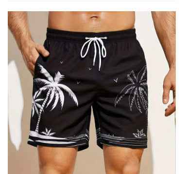 European And American Men's Loose Beach Pants 3D Printed Pattern