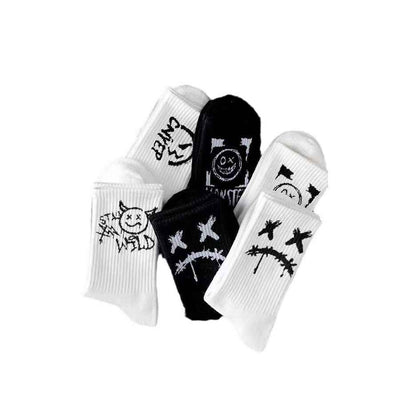 Men's Mid-calf Spring And Summer Trends Sports Black And White Socks