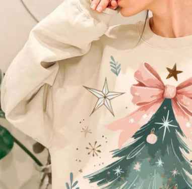 Christmas Round Neck Sweater 3D Digital Printing Sweater Casual Women