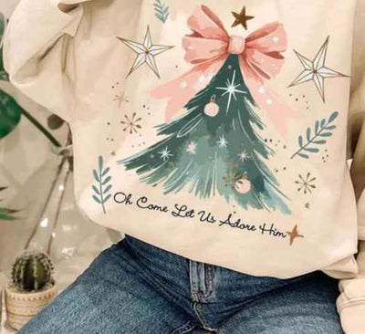 Christmas Round Neck Sweater 3D Digital Printing Sweater Casual Women