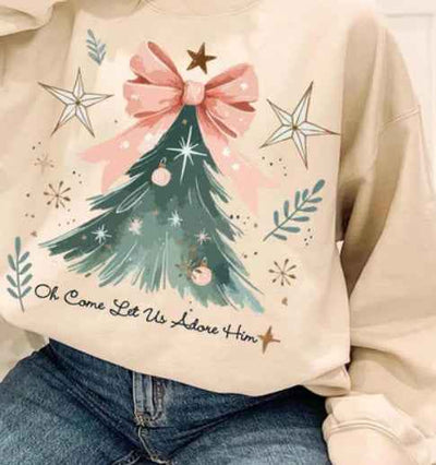 Christmas Round Neck Sweater 3D Digital Printing Sweater Casual Women