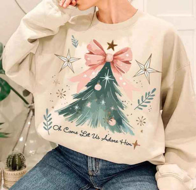 Christmas Round Neck Sweater 3D Digital Printing Sweater Casual Women