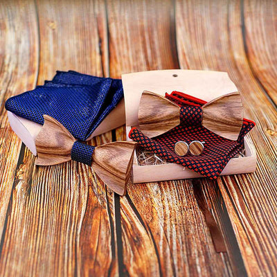 Zebra wood wooden bow tie