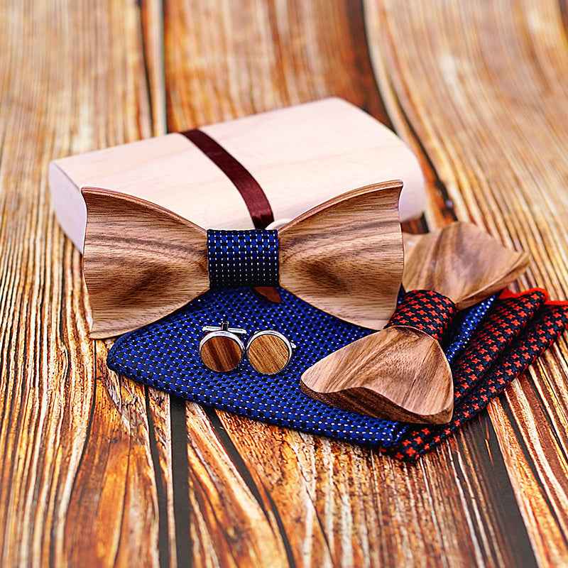 Zebra wood wooden bow tie