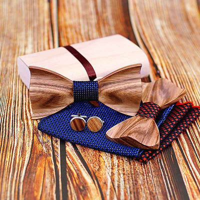 Zebra wood wooden bow tie