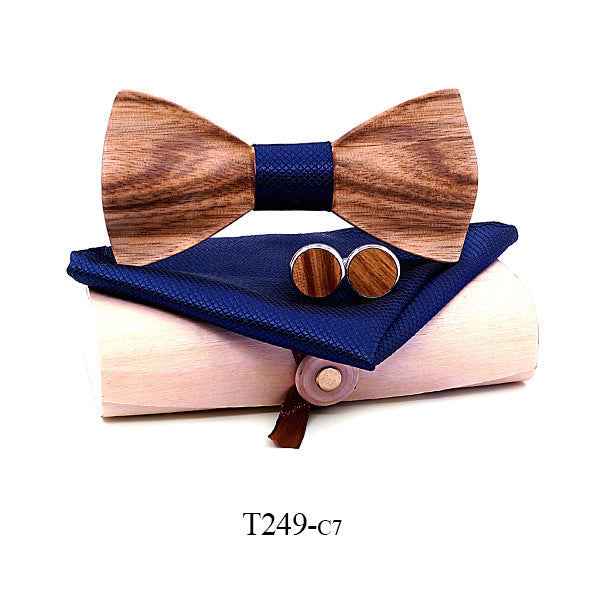 Zebra wood wooden bow tie