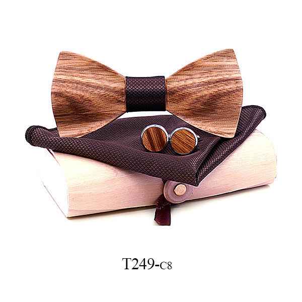 Zebra wood wooden bow tie