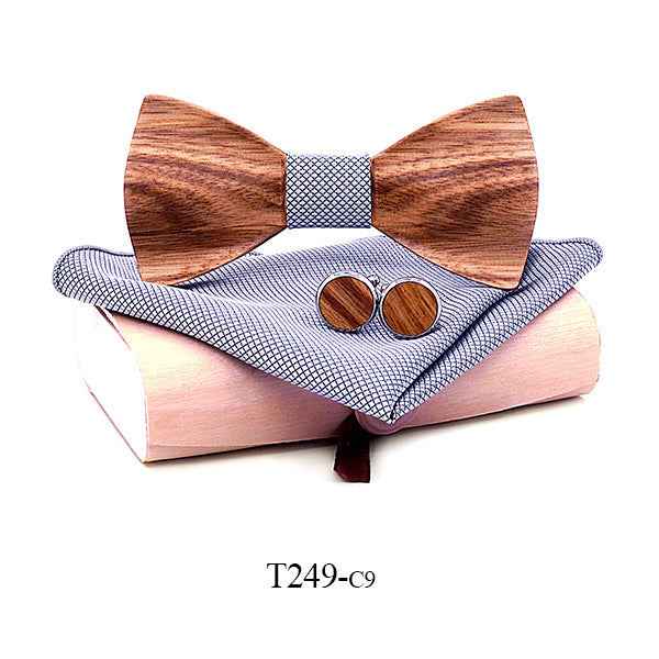 Zebra wood wooden bow tie