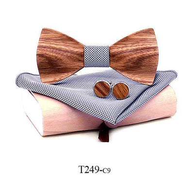 Zebra wood wooden bow tie