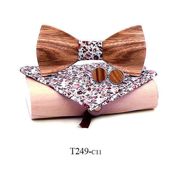 Zebra wood wooden bow tie