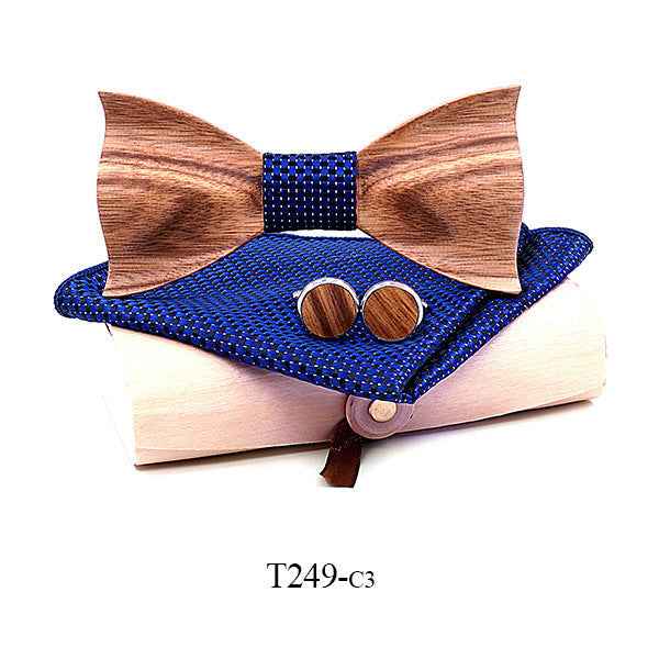 Zebra wood wooden bow tie