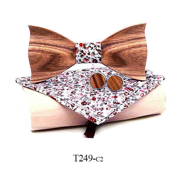 Zebra wood wooden bow tie