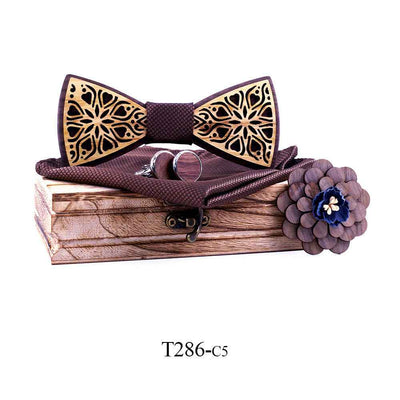 Suit dress solid wood bow tie