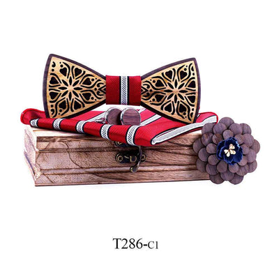 Suit dress solid wood bow tie