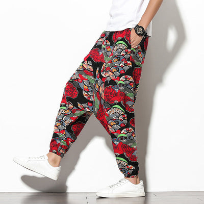 Summer Bohemian Loose Wide-leg Elephant Flower Beach Trousers SHOPPORA