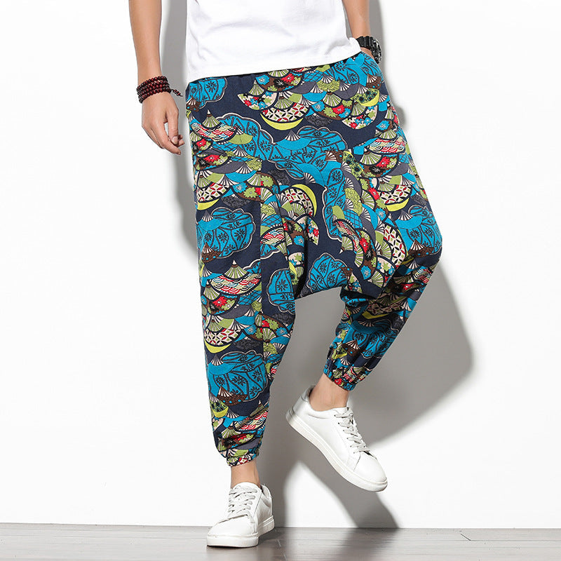 Summer Bohemian Loose Wide-leg Elephant Flower Beach Trousers SHOPPORA