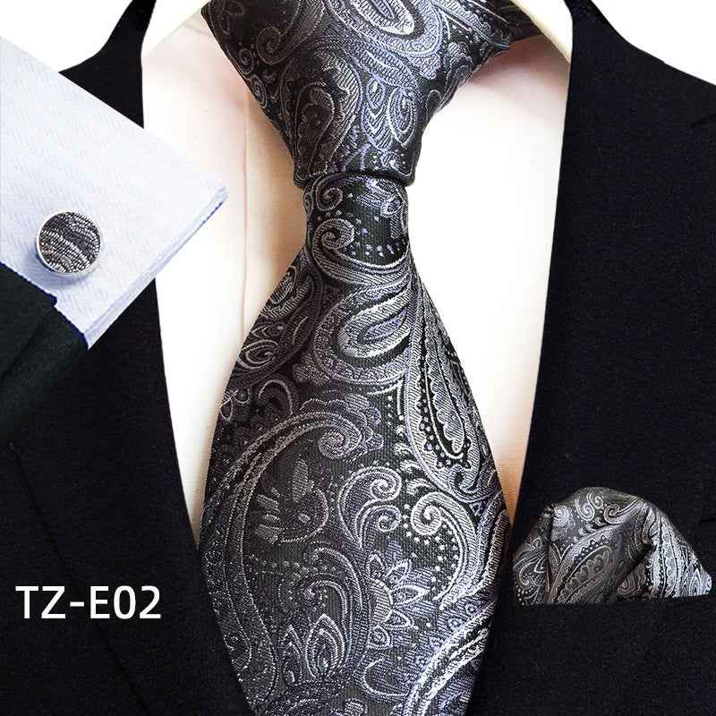 Paisley Tie Square Scarf Pocket Square Cufflinks Three-piece Set