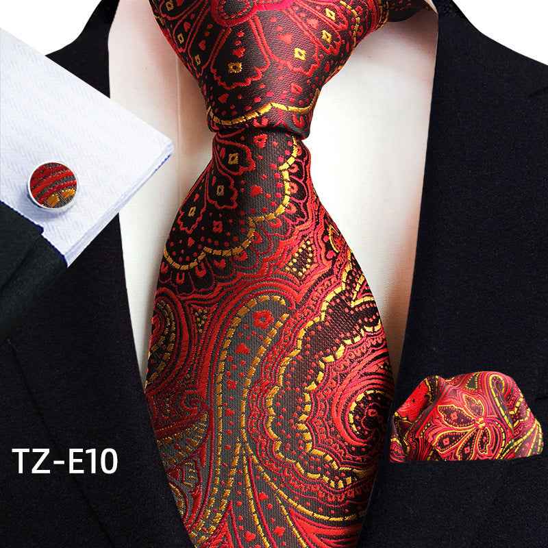 Paisley Tie Square Scarf Pocket Square Cufflinks Three-piece Set