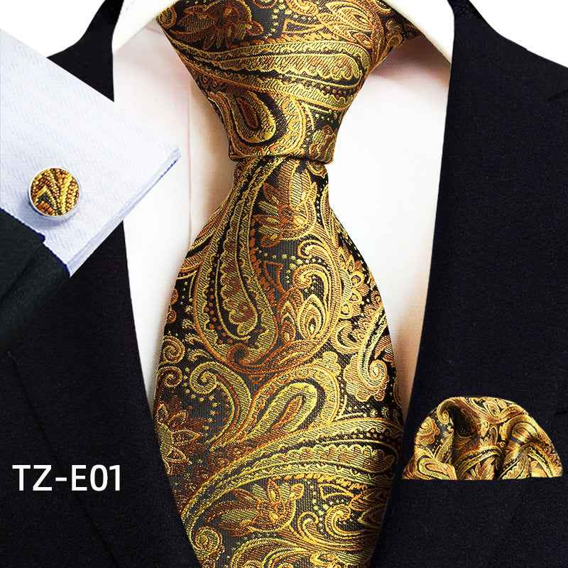 Paisley Tie Square Scarf Pocket Square Cufflinks Three-piece Set
