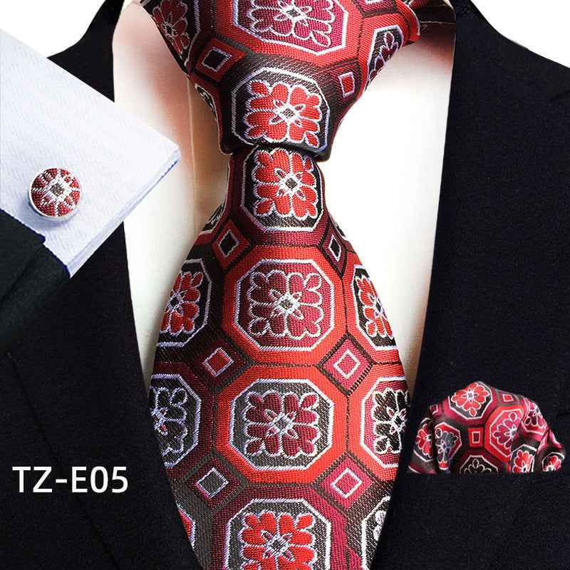 Paisley Tie Square Scarf Pocket Square Cufflinks Three-piece Set