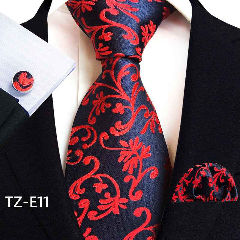 Paisley Tie Square Scarf Pocket Square Cufflinks Three-piece Set
