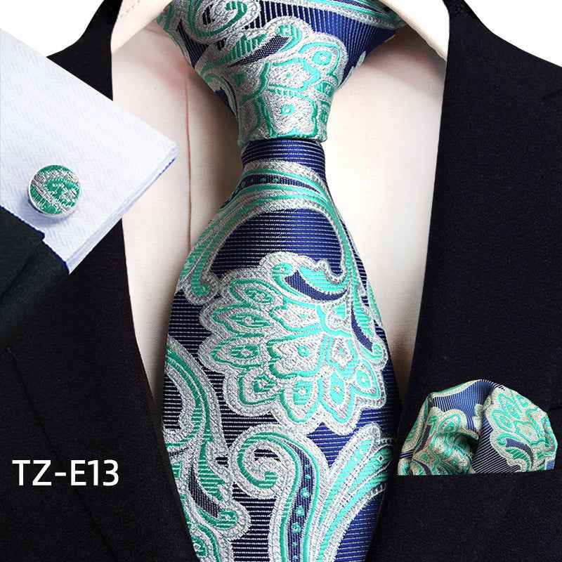 Paisley Tie Square Scarf Pocket Square Cufflinks Three-piece Set