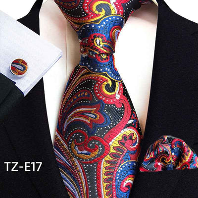 Paisley Tie Square Scarf Pocket Square Cufflinks Three-piece Set