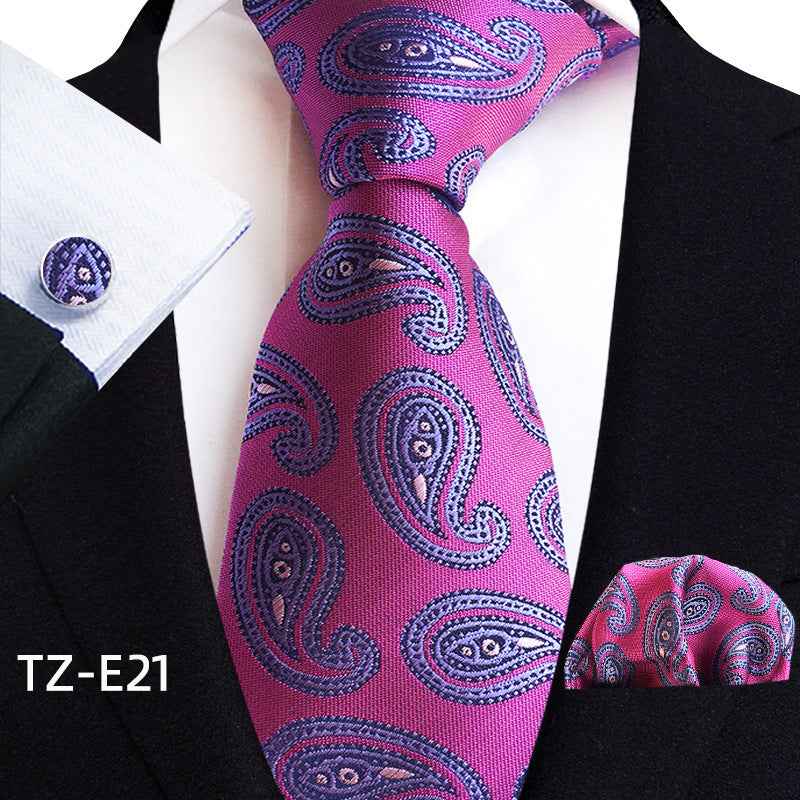 Paisley Tie Square Scarf Pocket Square Cufflinks Three-piece Set