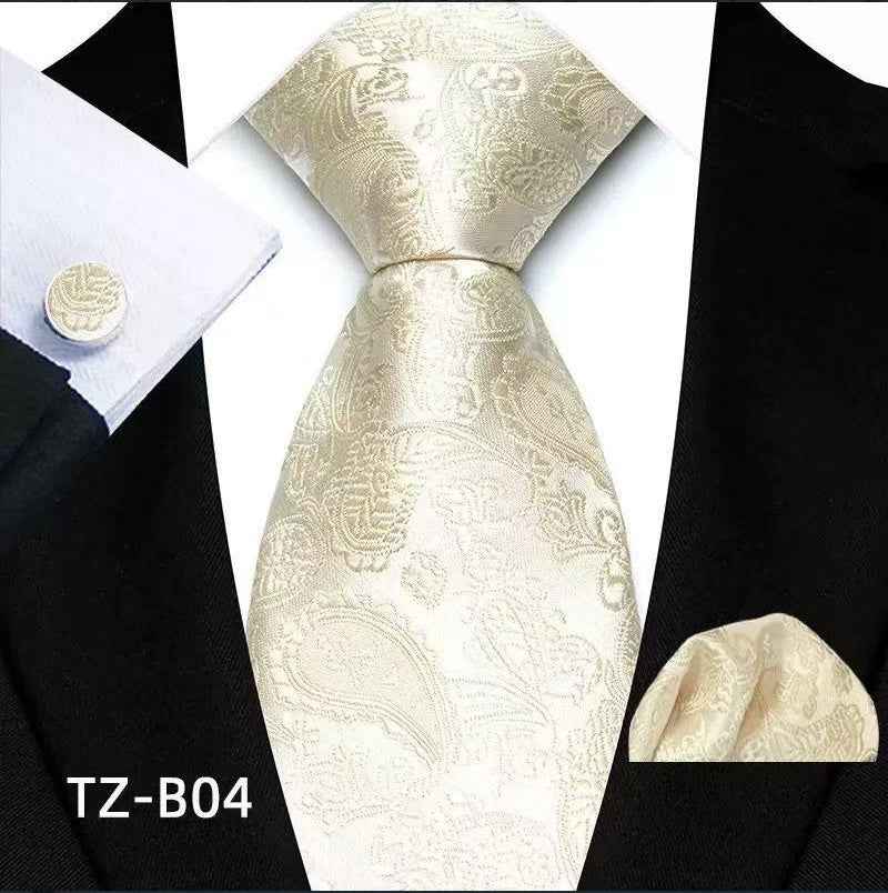 Paisley Tie Square Scarf Pocket Square Cufflinks Three-piece Set