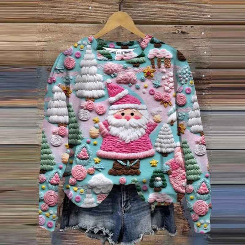 Autumn And Winter Ladies Funny Print Christmas Holiday Casual Sweatshirt