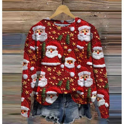 Autumn And Winter Ladies Funny Print Christmas Holiday Casual Sweatshirt